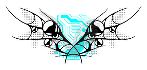 Cyber sigilism poster. Neo tribal gothic style shape - vector clipart