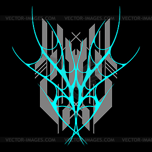 Cyber sigilism poster. Neo tribal gothic style shape - vector image