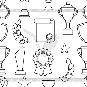 Awards and trophy pattern. Reward items for sports - vector clipart