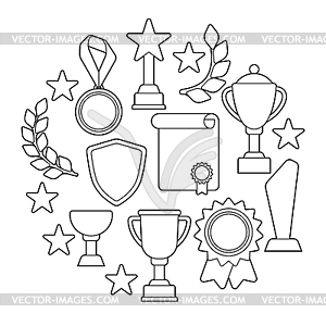 Awards and trophy background. Reward items for - vector image