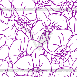 Pattern with orchid flowers. Beautiful decorative - vector clip art