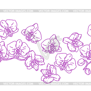 Узор с цветами орхидеи. Красивый декоративный - векторное графическое изображение