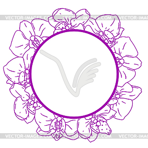 Frame with orchid flowers. Beautiful decorative - vector image