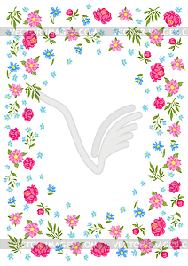 Frame with pretty flowers. Beautiful decorative - royalty-free vector image