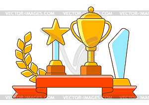 Awards and trophy background. Reward items for - vector image