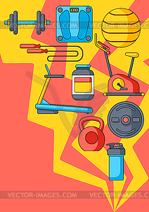 Background with fitness equipment. Sport - vector image