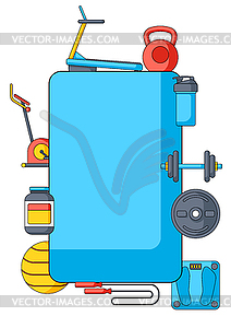 Фон с тренажерами для фитнеса. Спорт - стоковый векторный клипарт
