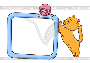 Cute kawaii cat. Fun animal - vector clip art