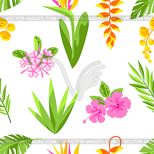 Pattern with tropical flowers. Decorative exotic - vector clipart