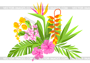 Background with tropical flowers. Decorative - vector clipart