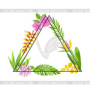 Frame with tropical flowers. Decorative exotic - vector clipart