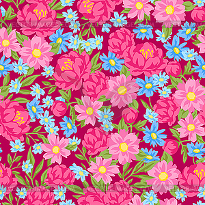 Pattern with pretty flowers. Beautiful decorative - vector image