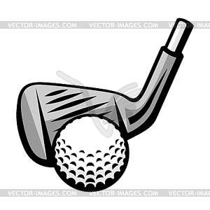 Клюшка для гольфа и мяч . Предмет или символ спортивного клуба - иллюстрация в векторе