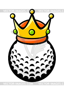 Golf ball and crown . Sport club item or symbol - vector clipart