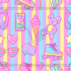 Seamless pattern with fashion girlish items. - vector image