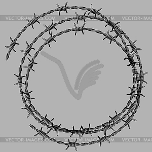 Barbed wire frame. Sharp barbwire border chain - vector image