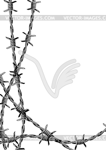 Barbed wire background. Sharp barbwire border chain - vector EPS clipart