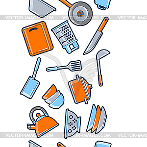 Pattern with kitchen utensils. Cooking tools for - vector clipart