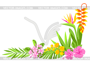 Background with tropical flowers. Decorative - vector clip art