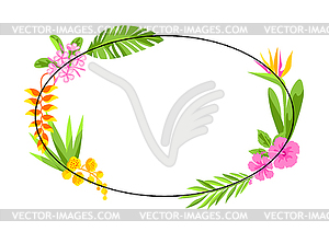 Frame with tropical flowers. Decorative exotic - vector clipart