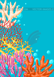 Background with sea corals. Marine life aquarium an - vector image