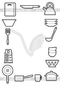 Background with kitchen utensils. Cooking tools - vector clip art