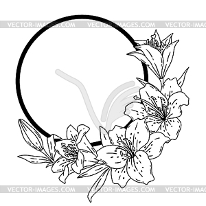 Frame with lilies. Beautiful decorative plants - vector clipart / vector image