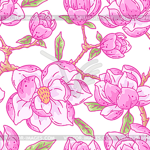 Pattern with magnolia flowers. Beautiful - vector clip art