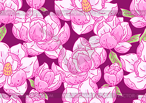 Pattern with magnolia flowers. Beautiful - vector clipart