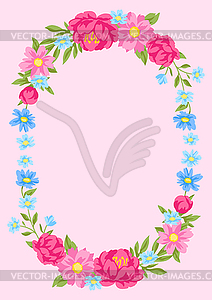 Frame with pretty flowers. Beautiful decorative - vector clip art