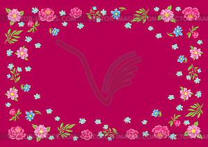 Frame with pretty flowers. Beautiful decorative - vector clipart