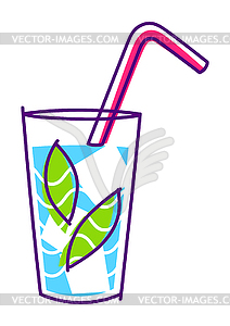 Mojito cocktail in glass. Alcoholic drink  - vector image