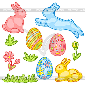 Happy Easter set of object - vector clip art