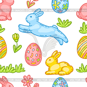 Happy Easter cute object pattern - vector image