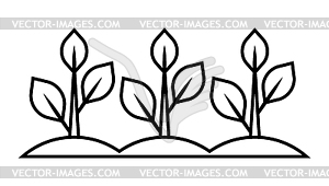 Grown sprouts with leaves. Agricultural, cultivatio - white & black vector clipart