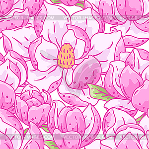 Pattern with magnolia flowers. Beautiful - vector clip art