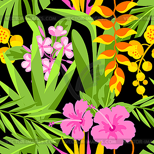 Pattern with tropical flowers. Decorative exotic - vector clipart