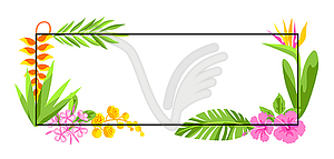 Frame with tropical flowers. Decorative exotic - vector clip art