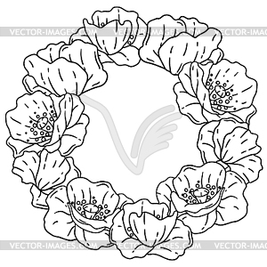 Frame with poppies flowers. Beautiful decorative - vector clipart