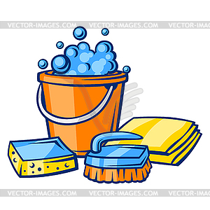 Housekeeping cleaning . Background for service and - vector image
