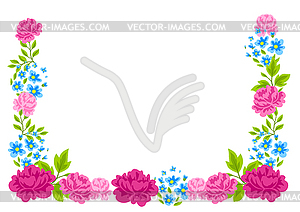 Frame with pretty flowers. Beautiful decorative - vector clipart