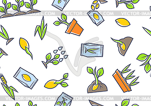 Planting seeds and growing pattern. Agricultural, - vector clipart