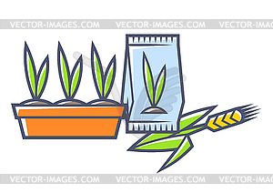 Grown sprouts of seedlings. Agricultural, - vector clipart