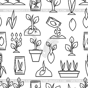 Planting seeds and growing pattern. Agricultural, - vector image