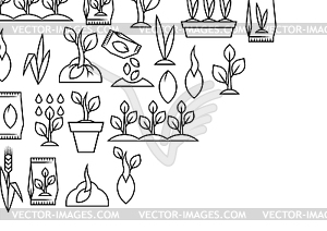 Planting seeds and growing card. Agricultural, - vector clipart