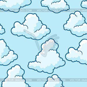 Seamless pattern with clouds. Cartoon cute sky - vector clip art