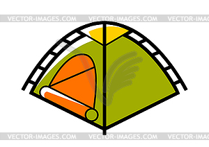 Tourist tent icon. Travel camping equipment for - vector image