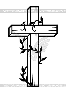 Christian wooden cross. Happy Easter image. - vector EPS clipart