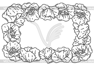 Frame with poppies flowers. Beautiful decorative - vector image