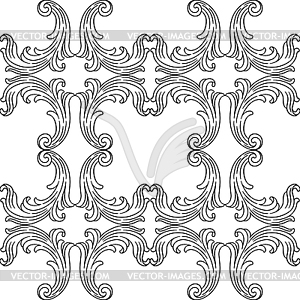Floral pattern in baroque style. Decorative - white & black vector clipart